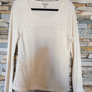 Lucky Brand Cream Lace Detail Blouse
